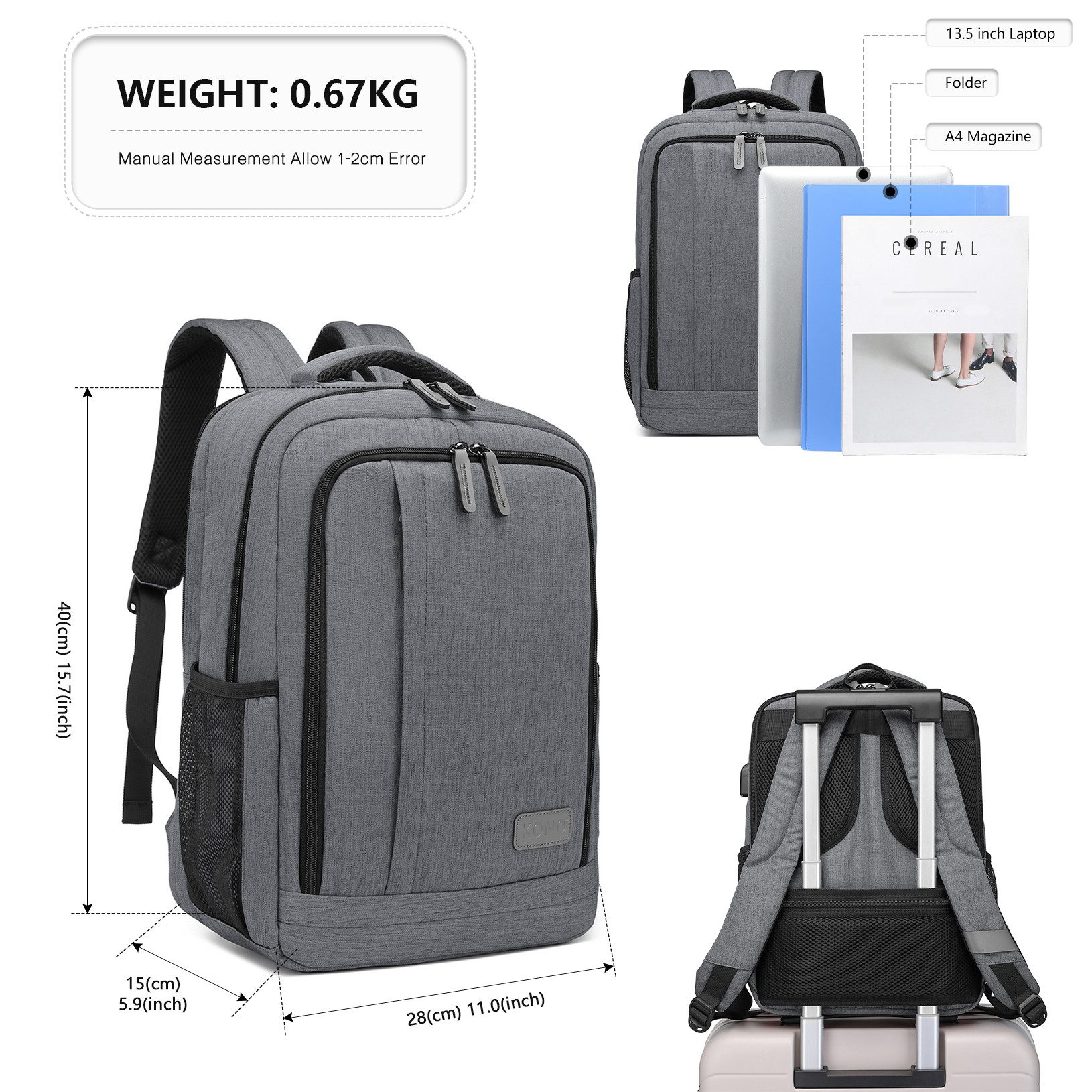 KONO Notebook-Rucksack Unisex Laptop-Rucksack, anti-Diebstahl, Business-Arb günstig online kaufen
