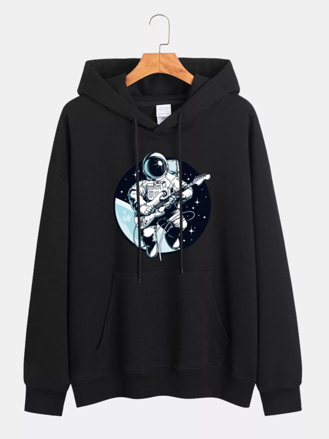 Herren Astronaut Grafikdruck Baumwolle Loose Drawstring Hoodies Mit Känguru günstig online kaufen