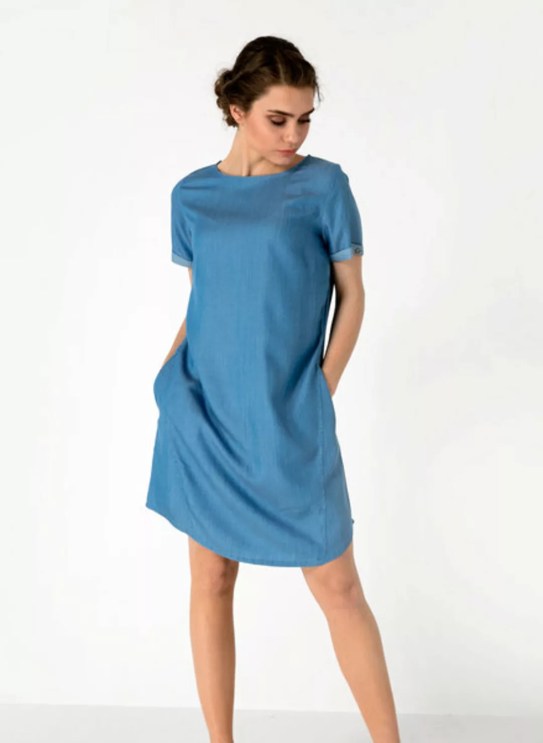 Kleid Aus Tencel® Denim Mit Seitlichen Eingrifftaschen günstig online kaufen