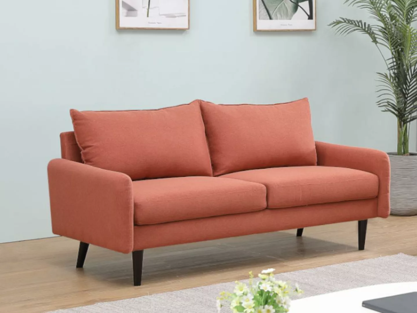 Sofa 3-Sitzer - Stoff - Terracotta - HALIA günstig online kaufen