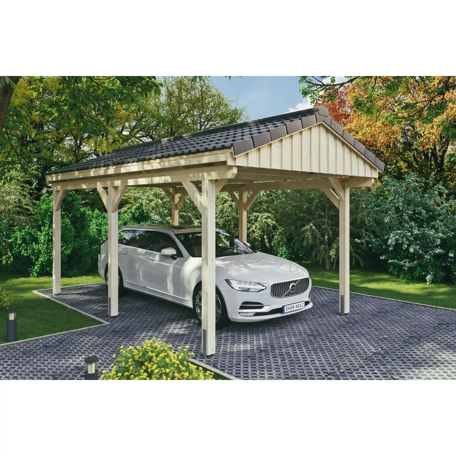 Skan Holz Carport Fichtelberg 317 cm x 566 cm Dachlattung Natur günstig online kaufen