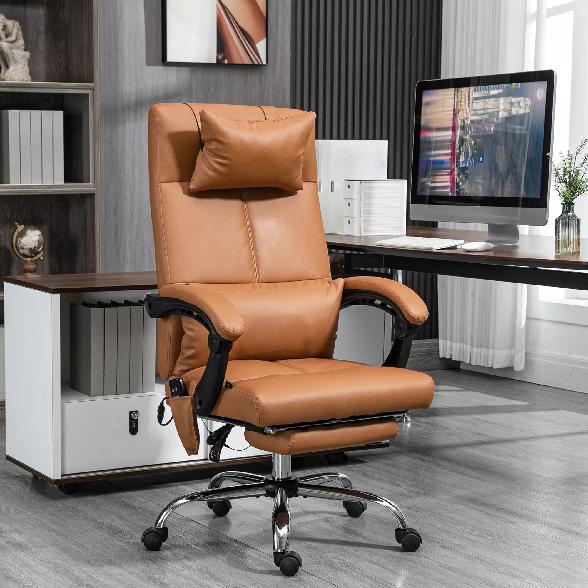 Vinsetto Bürostuhl mit Massagefunktion, Ergonomisch Schreibtischstuhl mit L günstig online kaufen