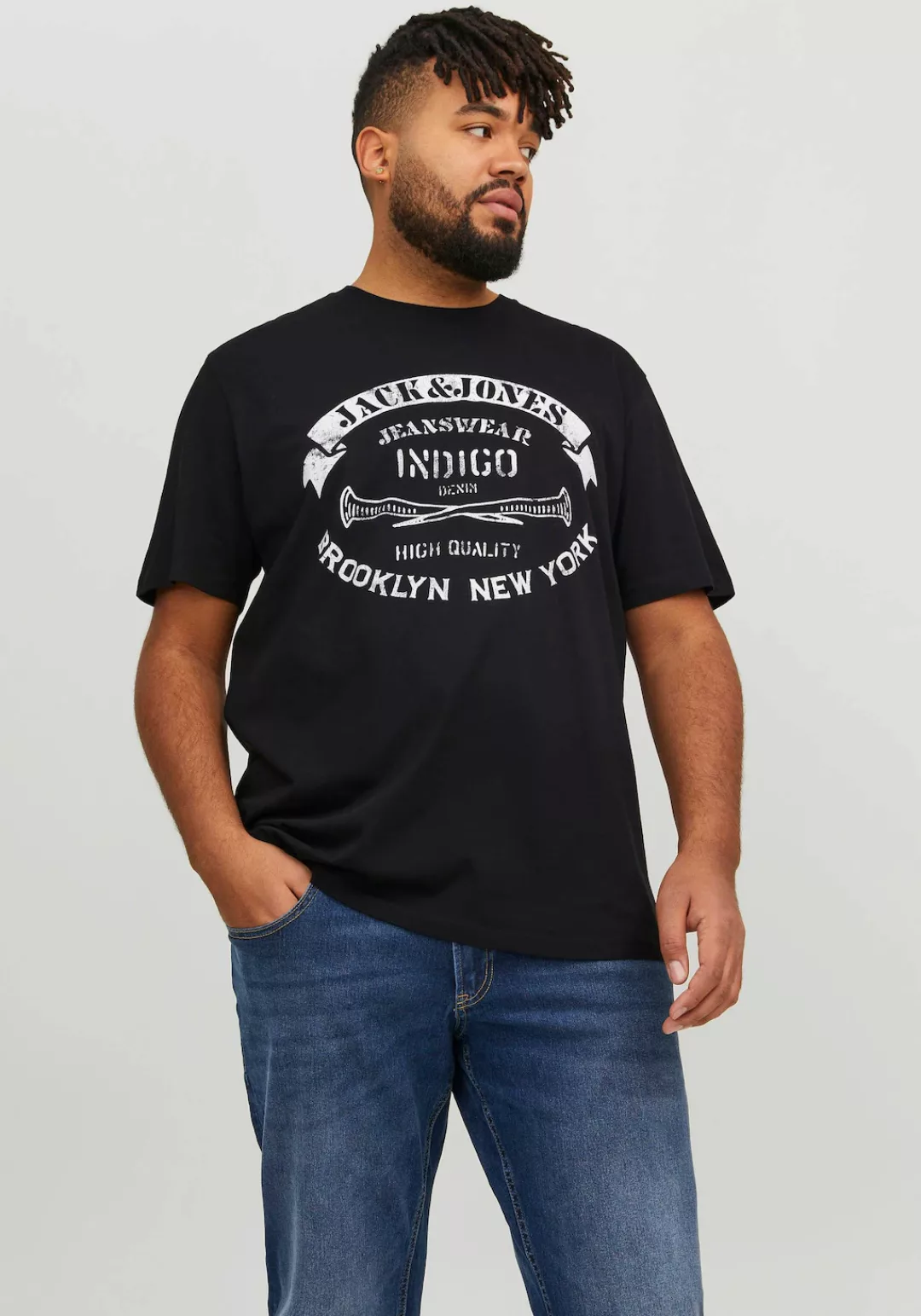 Jack & Jones Herren Rundhals T-Shirt JJEJEANS - Regular Fit günstig online kaufen