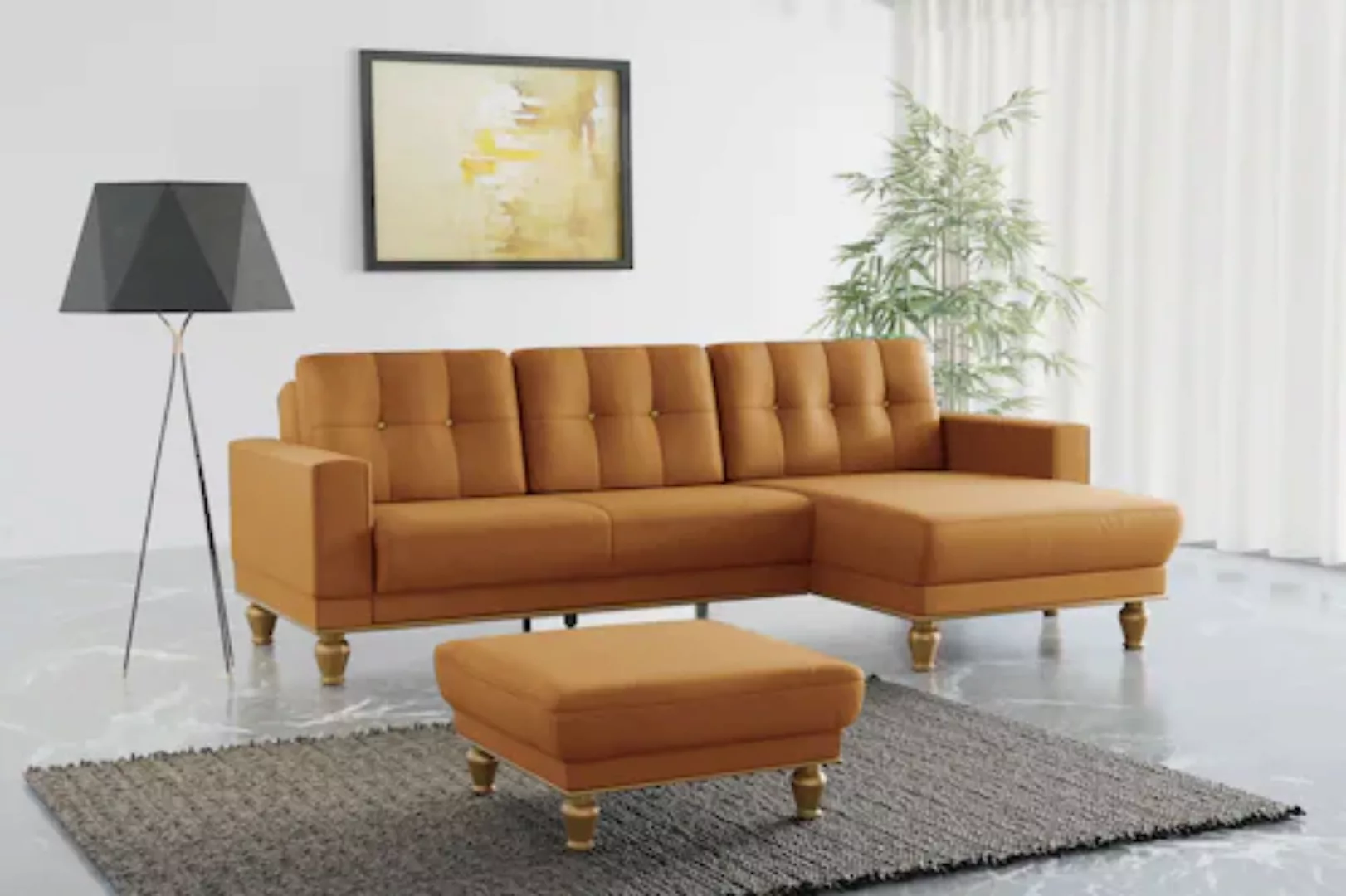 sit&more Ecksofa "Orient 5 V L-Form", mit Strass-Stein, wahlweise mit Bettf günstig online kaufen