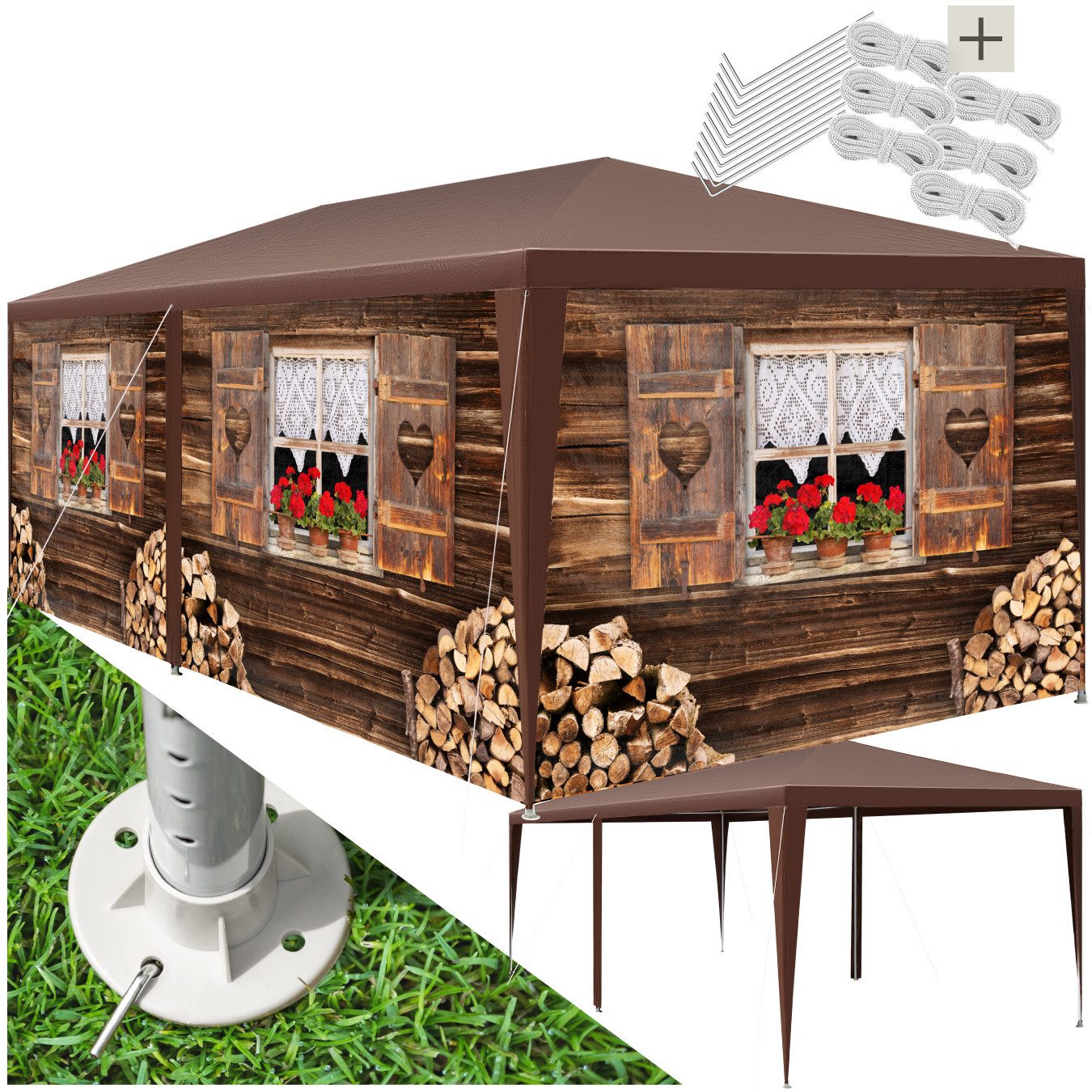 tectake Pavillon Almchalet, mit 8 Seitenteilen, günstig online kaufen