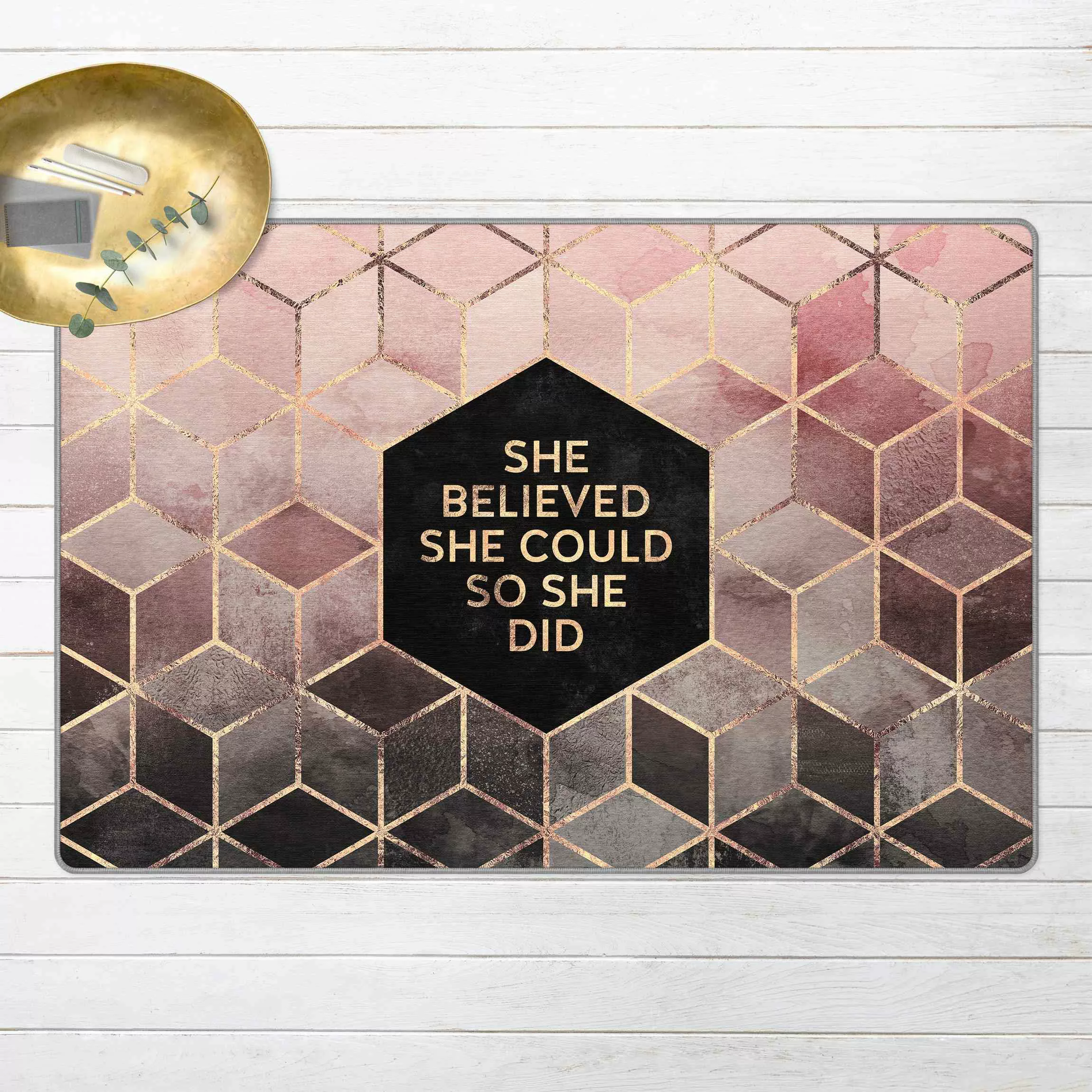 Teppich She Believed She Could Rosé Gold günstig online kaufen