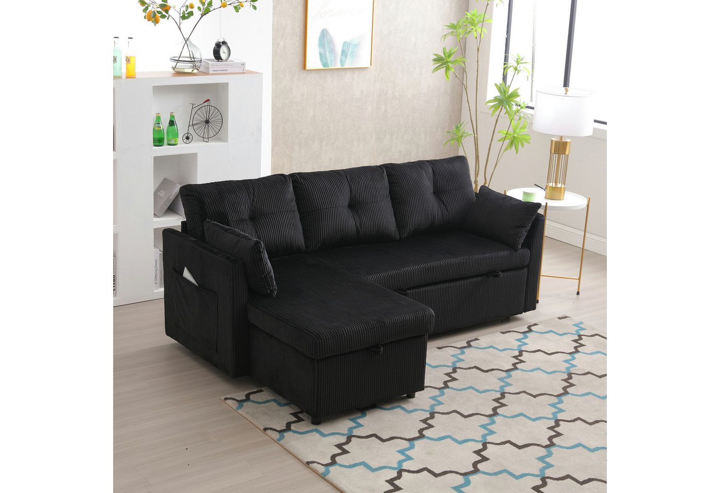 MODFU Sofa Modulares Ecksofa L-förmiges modulares Sofa, mit umkehrbarer Cha günstig online kaufen