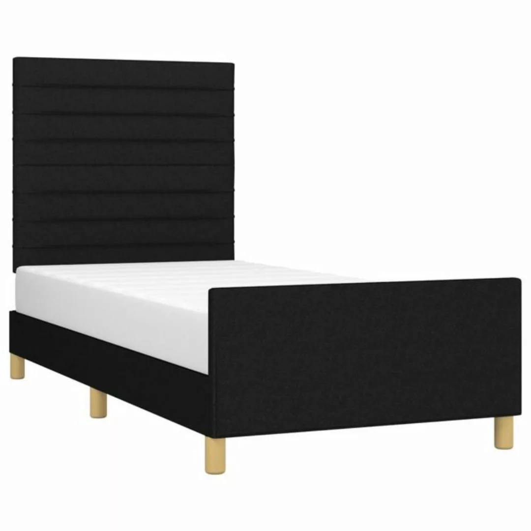 vidaXL Bett Bettgestell mit Kopfteil Schwarz 90x200 cm Stoff günstig online kaufen