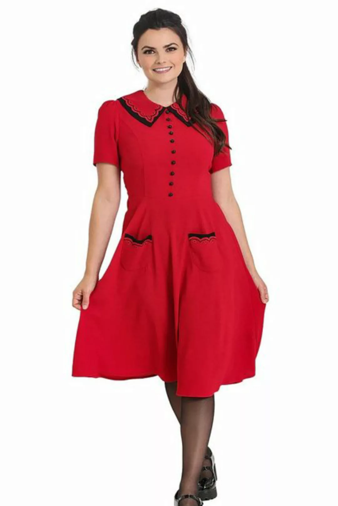 Hell Bunny A-Linien-Kleid Emily Dress Rot Retro Vintage günstig online kaufen