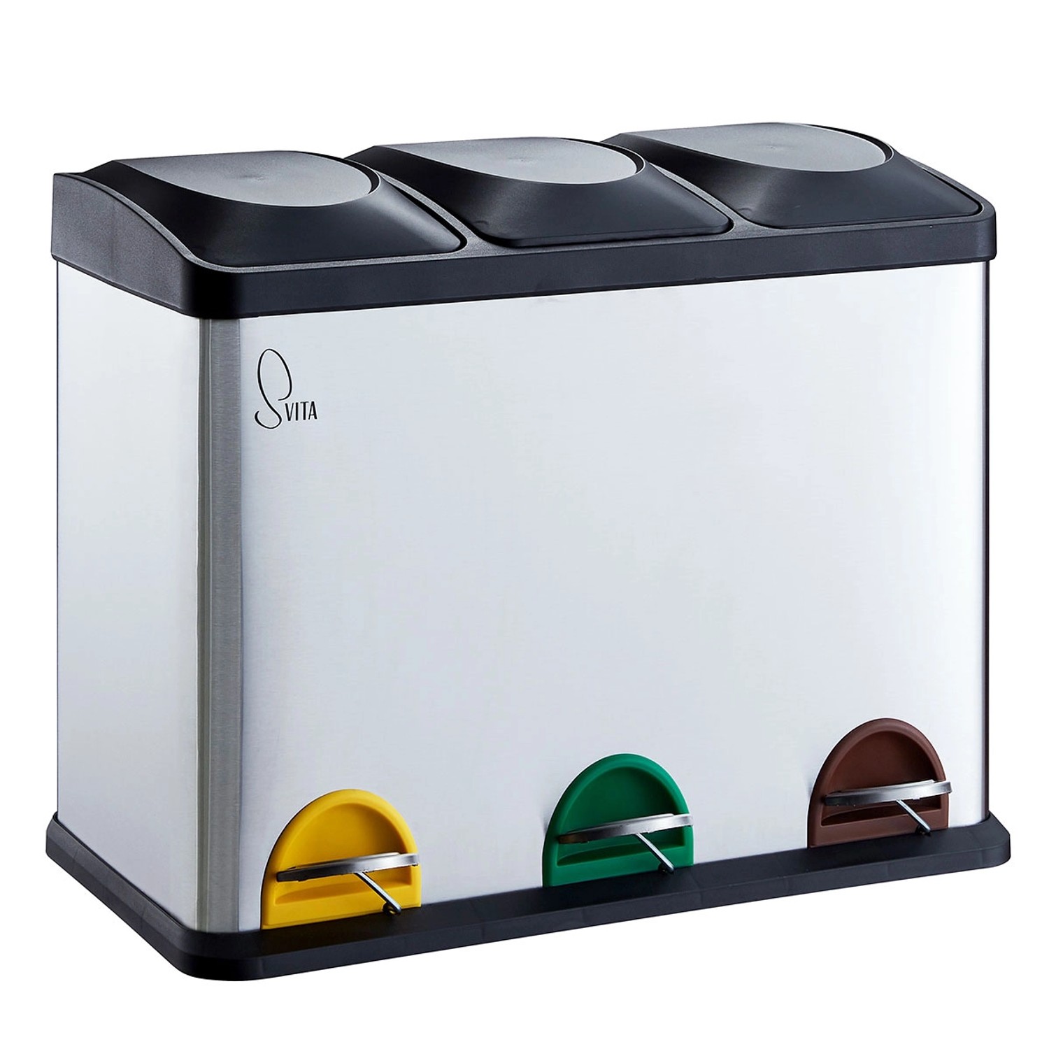 Svita TC3X15 Mülleimer Papierkorb Edelstahl Treteimer Abfalleimer Recycling günstig online kaufen