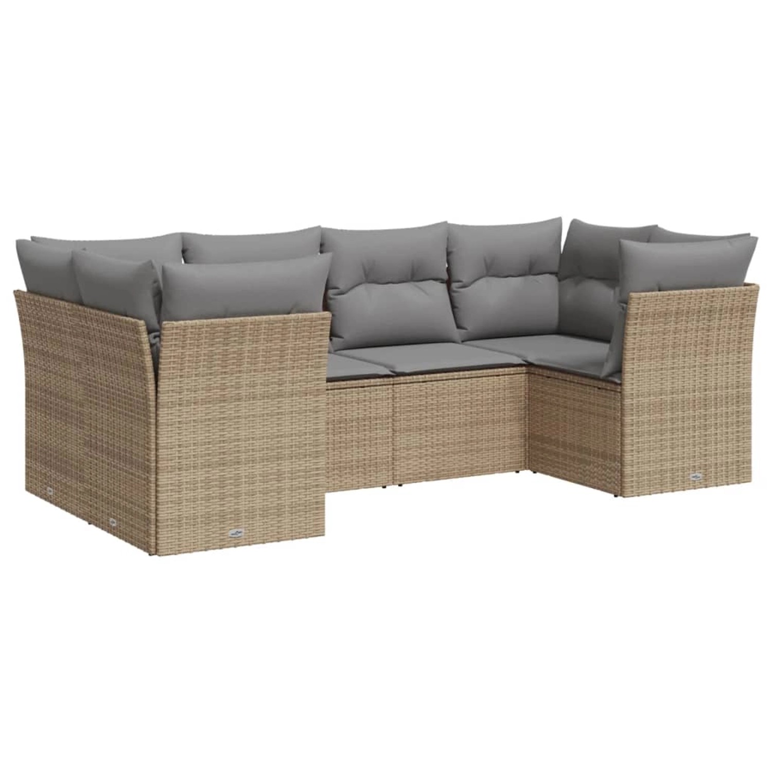 vidaXL 6-tlg Garten-Sofagarnitur mit Kissen Beige Poly Rattan Modell 6 günstig online kaufen