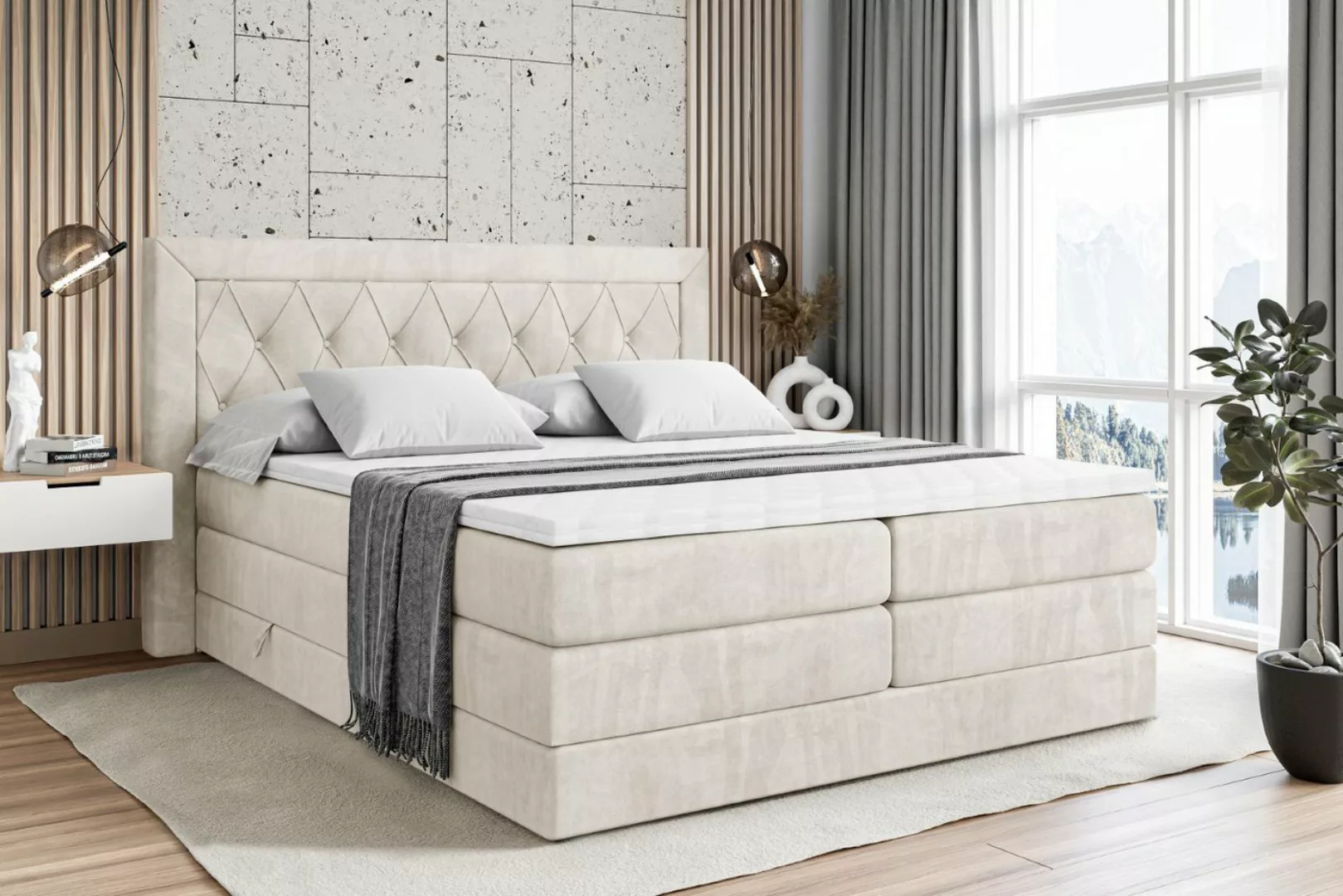 ALTDECOR Boxspringbett NOEL KING (Multipocket-Matratze H4 und H3 Matratze B günstig online kaufen