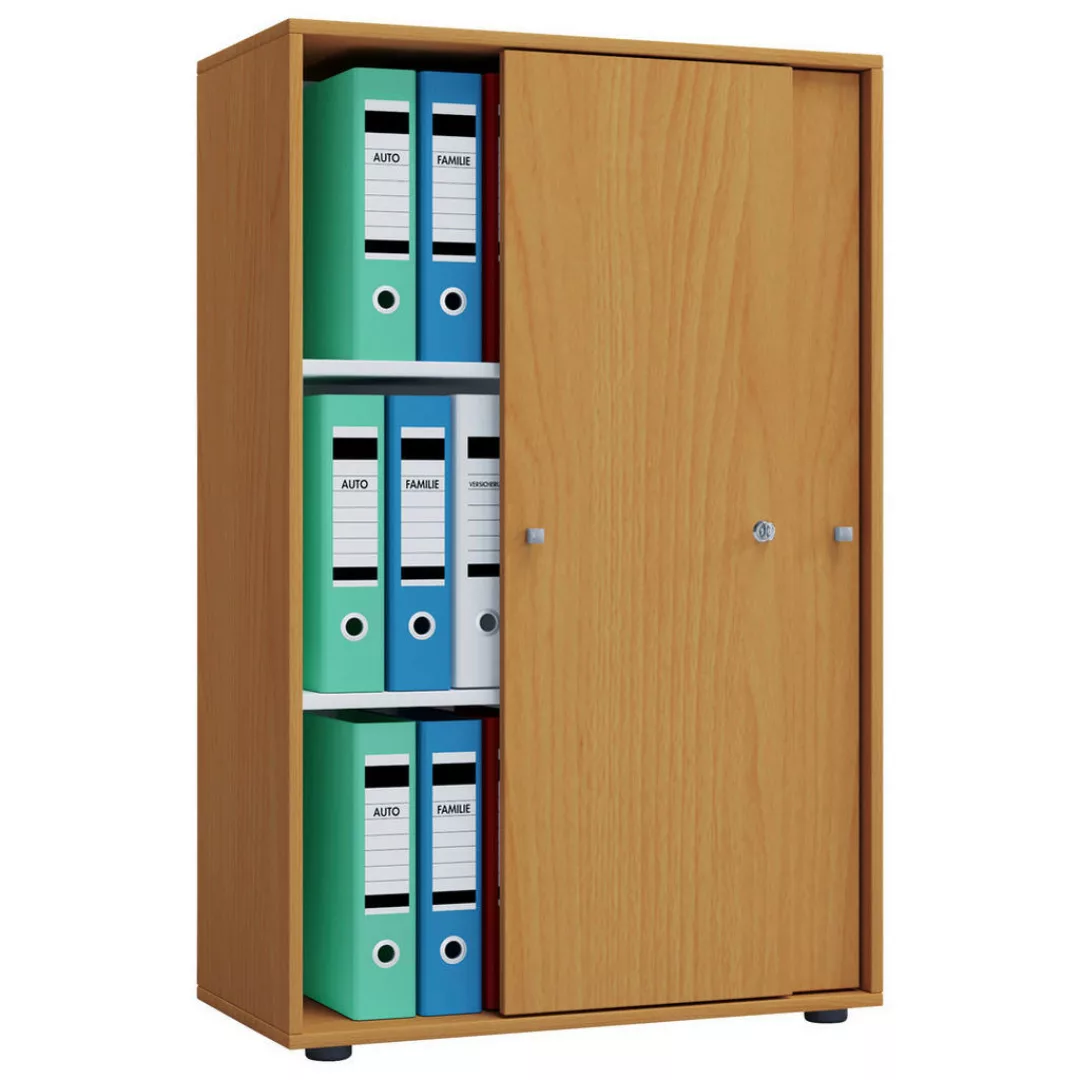 Büroschrank Lona XL mit Schiebetüren buche weiß B/H/T: ca. 70x110x37 cm günstig online kaufen