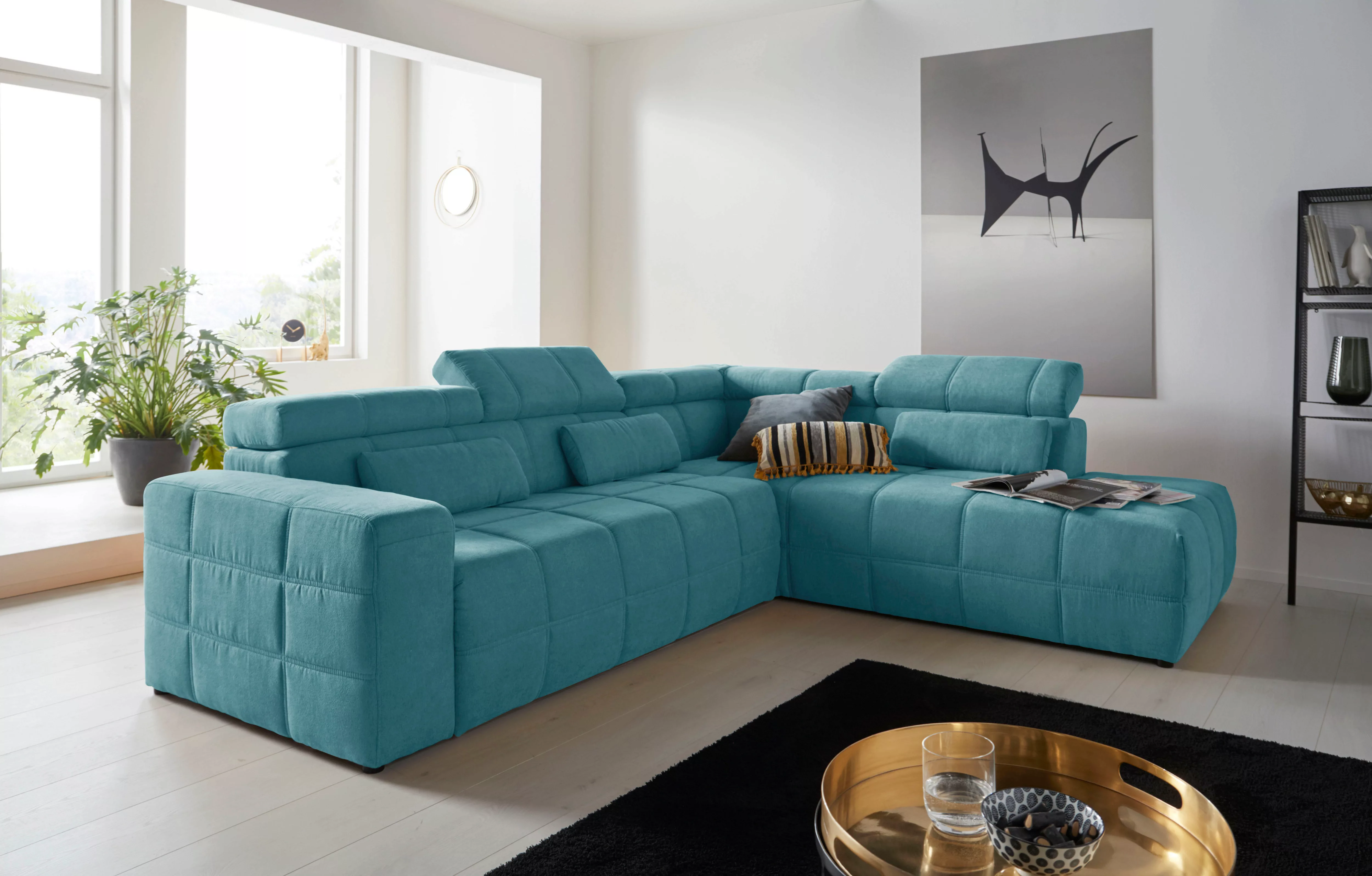 DOMO collection Ecksofa "Brandon L-Form, auch in Leder", inklusive Kopfteil günstig online kaufen