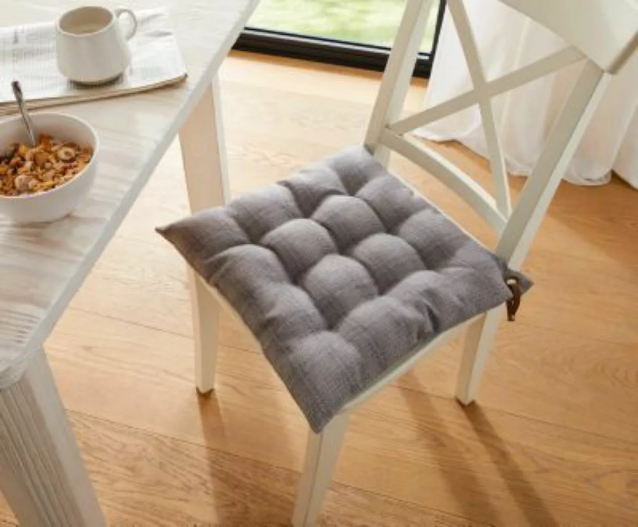 HOME Living Sitzkissen SPAR-SET 2x Modern Line Gartenstuhlauflagen grau günstig online kaufen