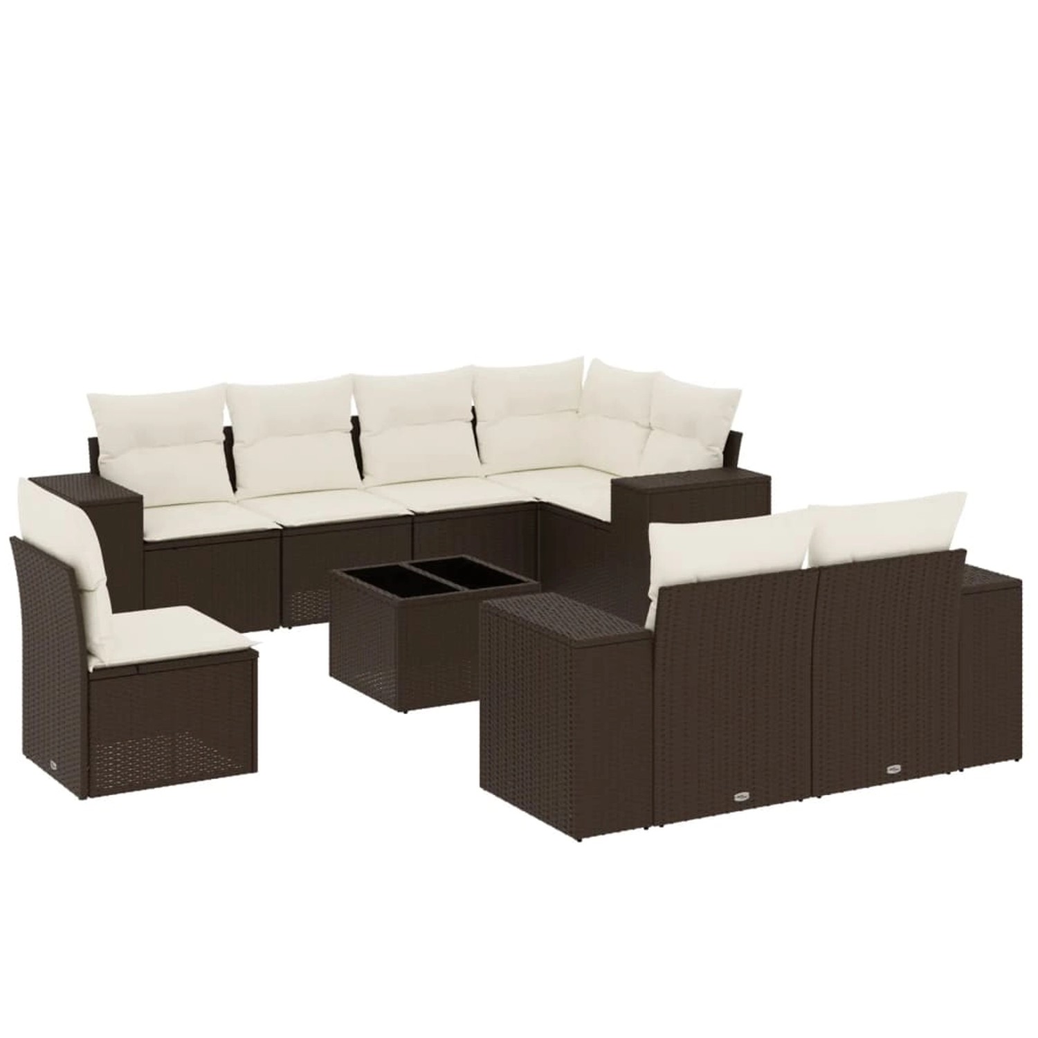 vidaXL 9-Tlg Garten-Sofagarnitur mit Kissen Braun Poly Rattan 3255190 günstig online kaufen