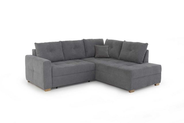 Ecksofa mit Schlaffunktion und Bettkasten Dunkelgrau 228 x 199 cm beidseiti günstig online kaufen