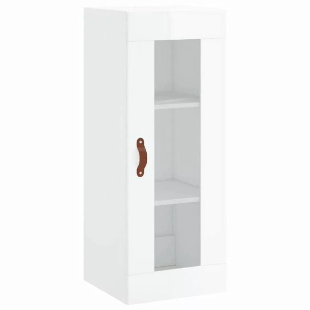 vidaXL Kleiderschrank Wandschrank Hochglanz-Weiß 34,5x34x90 cm Glas Vitrine günstig online kaufen