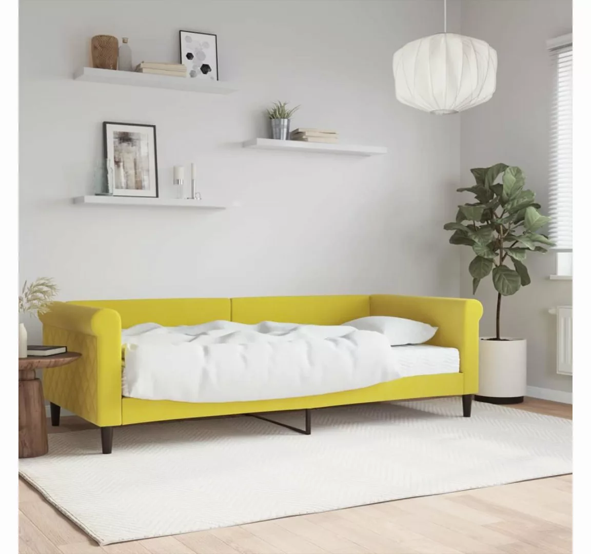 vidaXL Gästebett Gästebett Tagesbett mit Matratze Gelb 90x200 cm Samt Bett günstig online kaufen