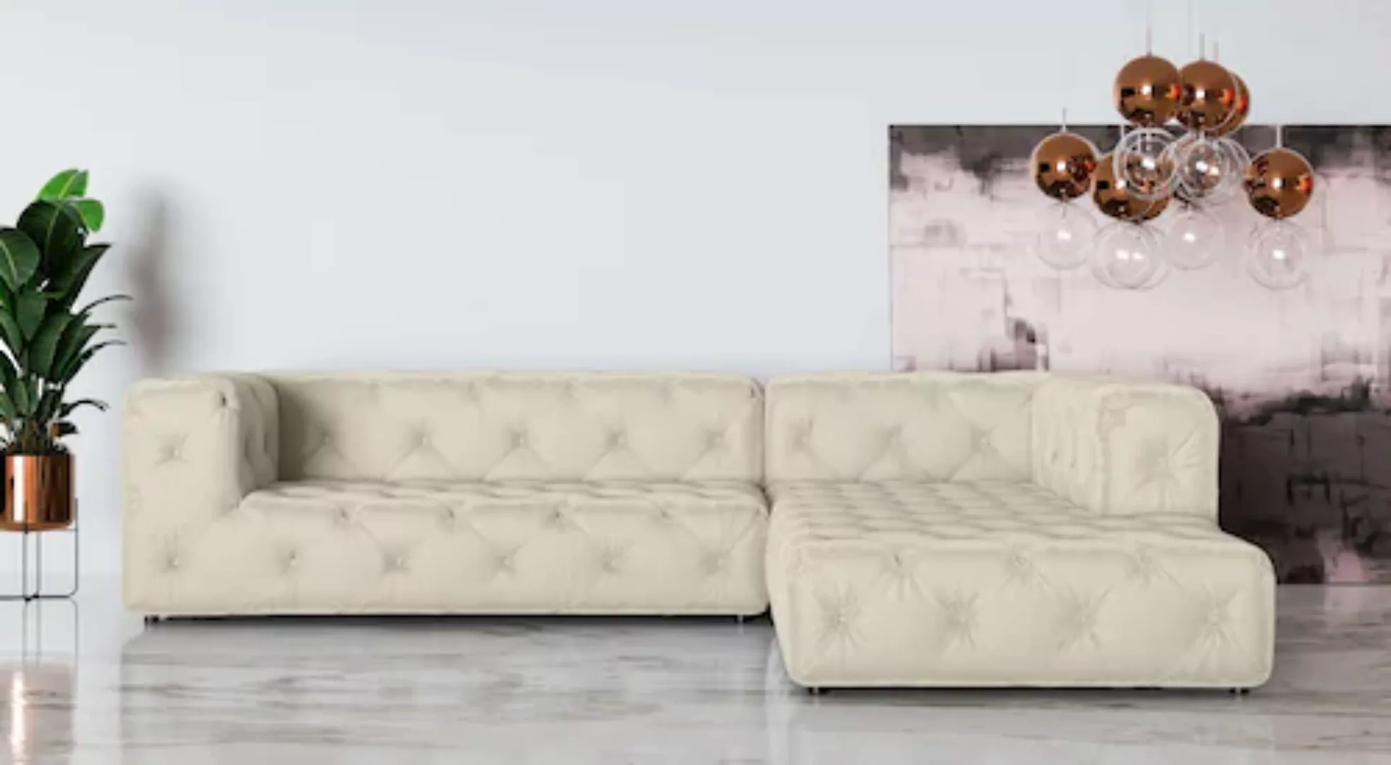 Places of Style Ecksofa »FOLLINA«, L-Form, mit klassischer Chesterfield-Kno günstig online kaufen