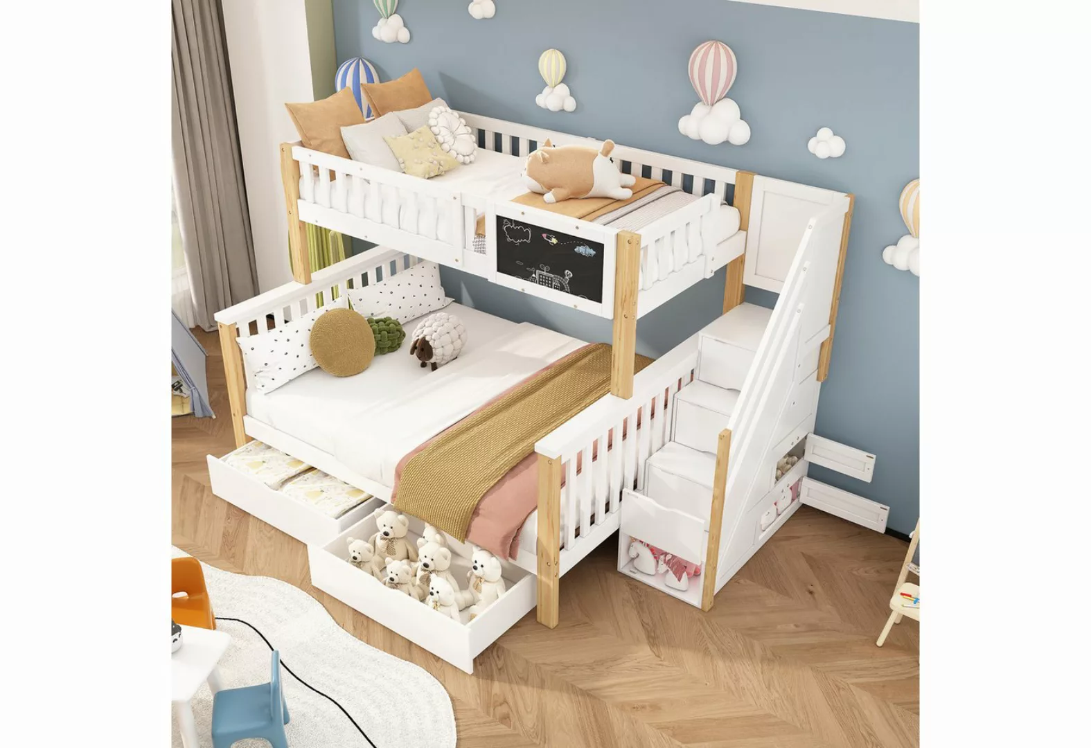 BlingBin Etagenbett Doppelbett, Multifunktionales Kinderbett mit Tafel und günstig online kaufen