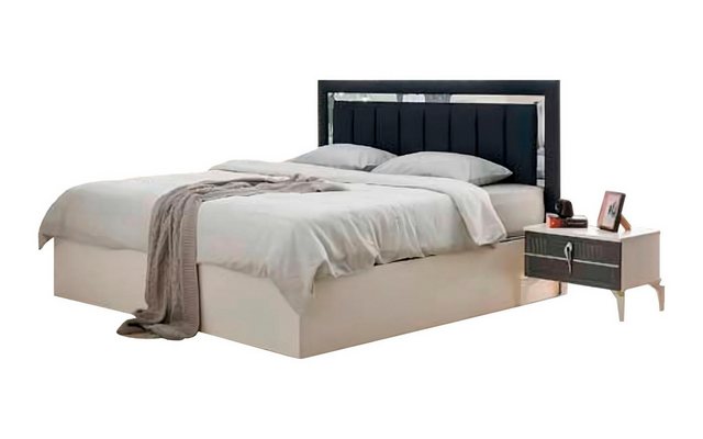 JVmoebel Bett Modern Design Grau Weiß Bett Schlafzimmer Zweifarbig Doppelbe günstig online kaufen