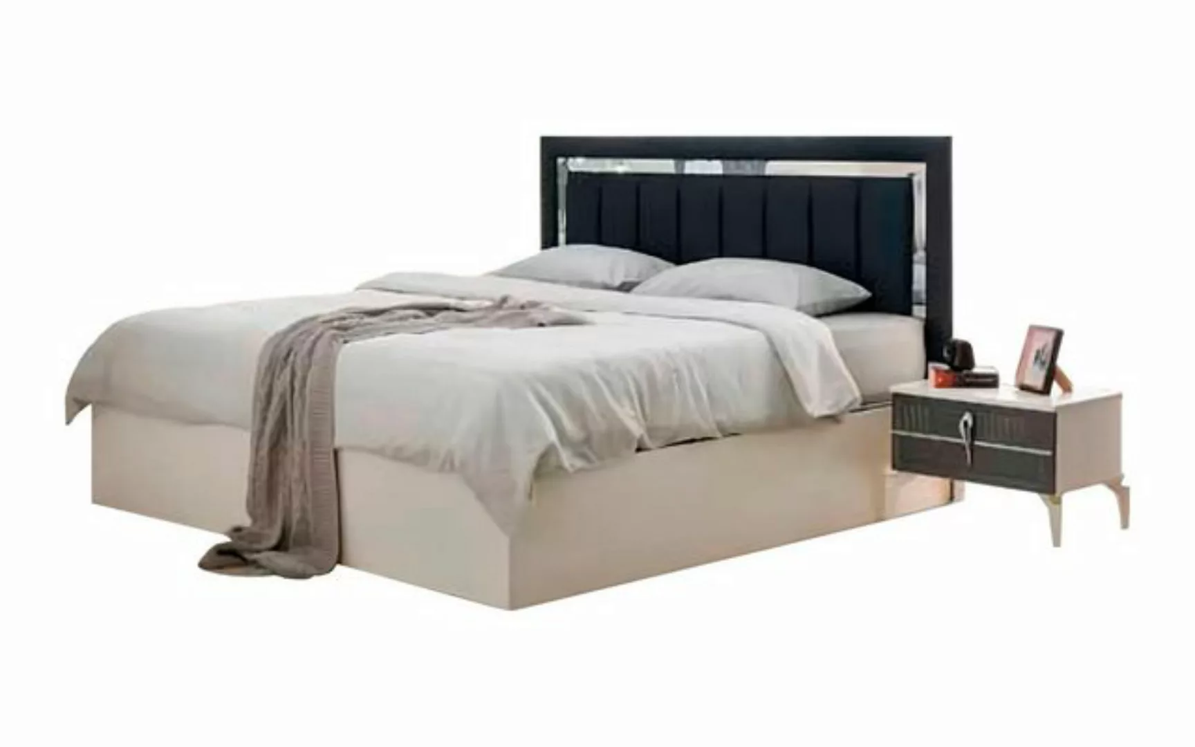 JVmoebel Bett Modern Design Grau Weiß Bett Schlafzimmer Zweifarbig Doppelbe günstig online kaufen