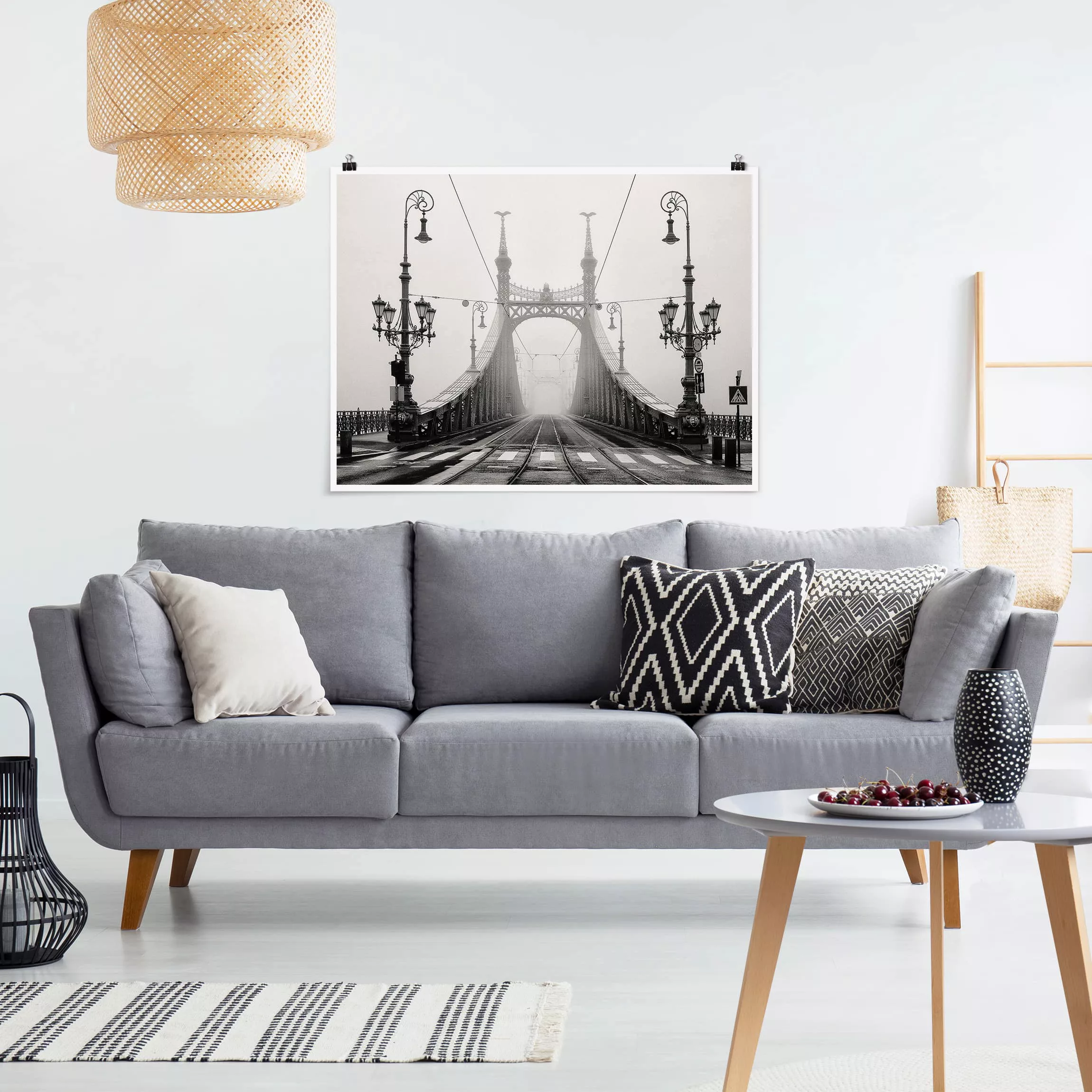 Poster Architektur & Skyline - Querformat Brücke in Budapest günstig online kaufen