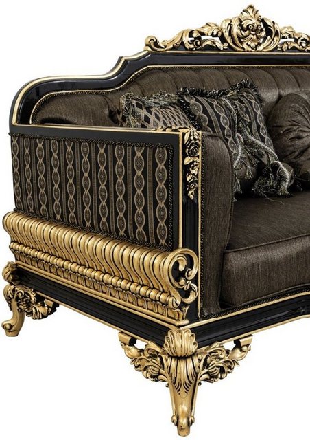 Casa Padrino Sofa Luxus Barock Wohnzimmer Sofa mit Kissen Grau / Schwarz / günstig online kaufen