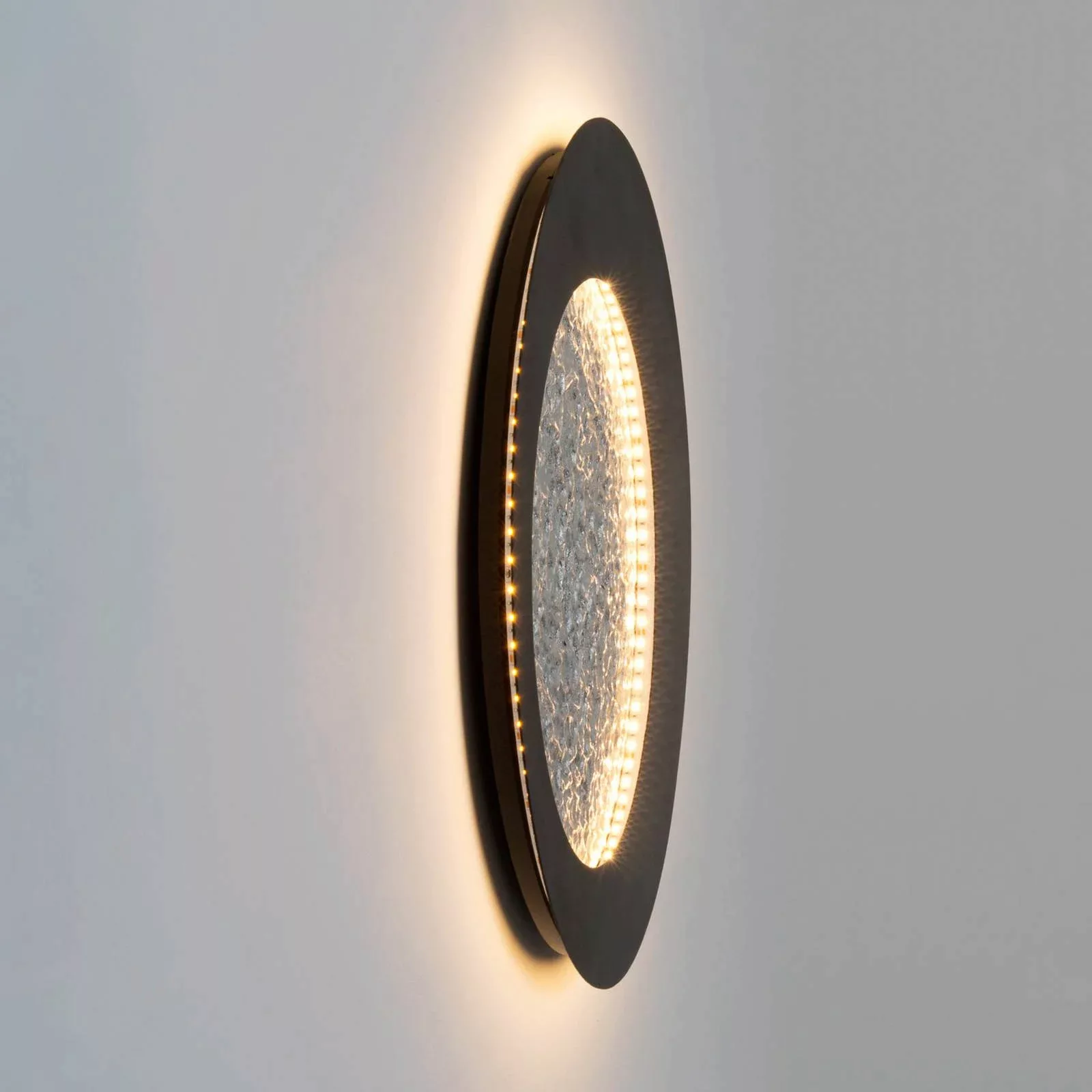 LED-Wandleuchte Plenilunio, braun-schwarz/silber, 60 cm günstig online kaufen