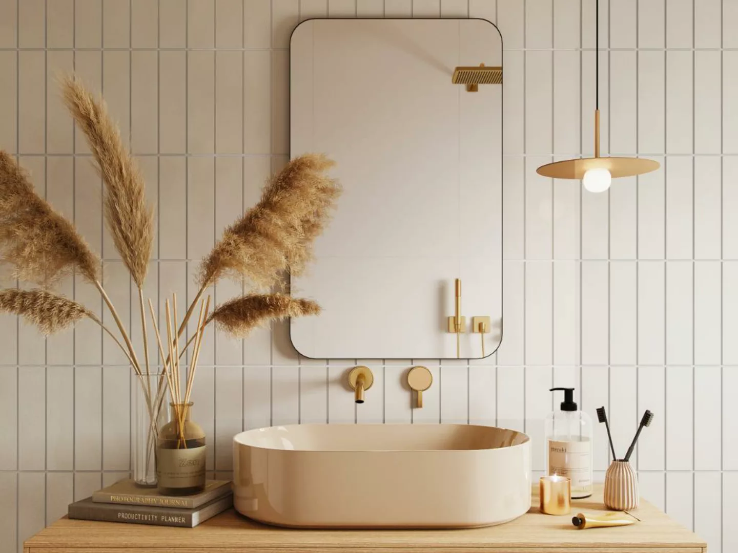 Badezimmerspiegel rechteckig - 80 x 50 cm - Schwarzer Umriss - DEMETRIA günstig online kaufen