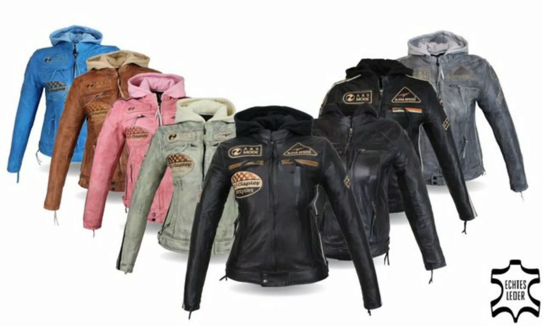 Alpha Speeds Motorradjacke Damen Lederjacke Freizeit Biker Highway Jacke (m günstig online kaufen