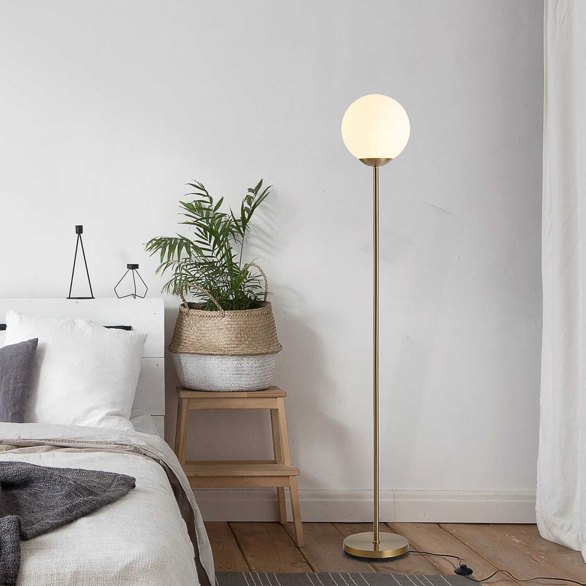 HOMCOM Stehlampe in Gold  Elegante Wohnzimmer Standleuchte aus Metall mit G günstig online kaufen