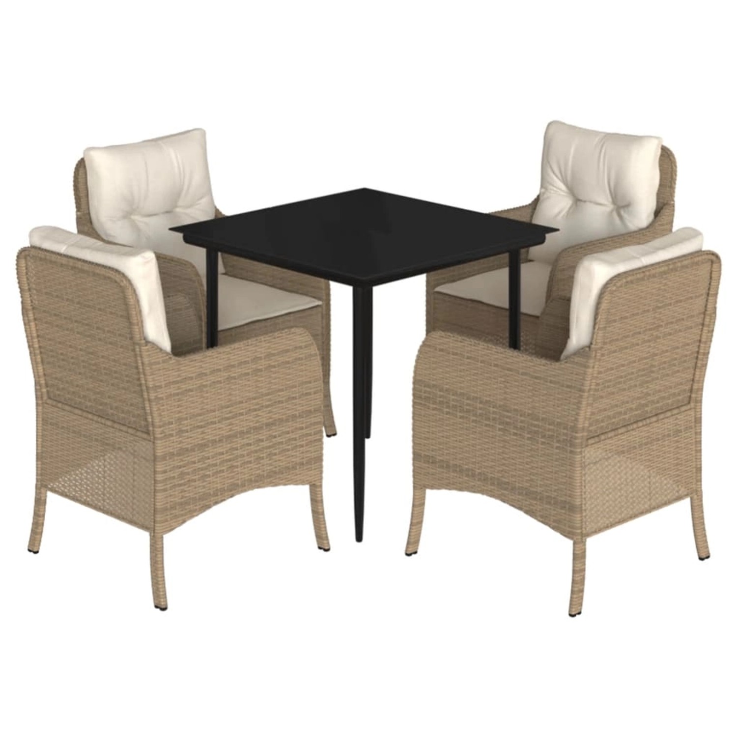 vidaXL 5-Tlg Garten-Essgruppe mit Kissen Beige Poly Rattan 3211963 günstig online kaufen