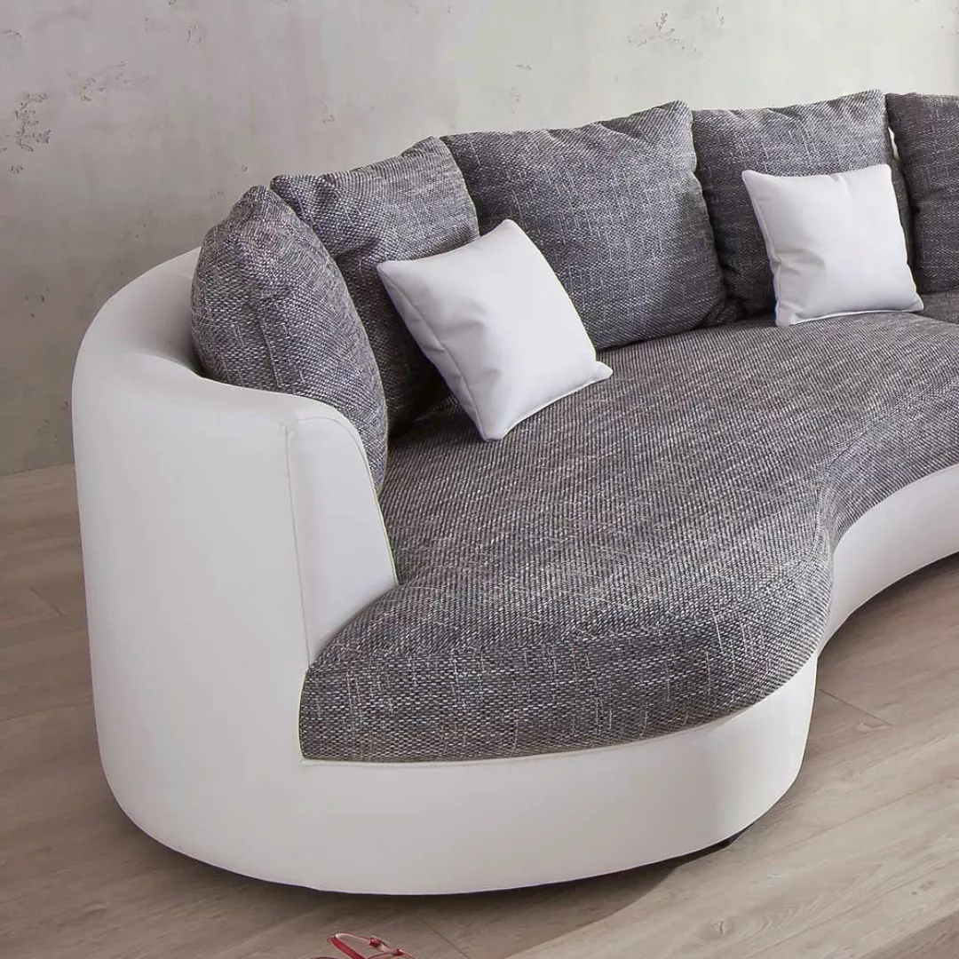 Couch in U-Form Weiß Grau günstig online kaufen