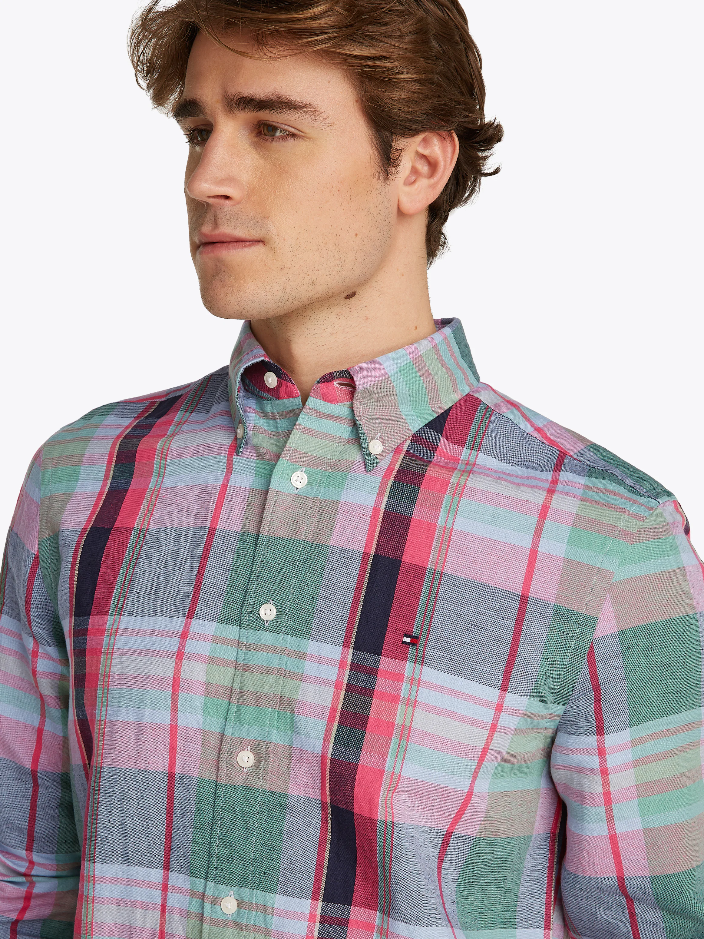 Tommy Hilfiger Langarmhemd "LINEN BLEND MADRAS CHECK" günstig online kaufen
