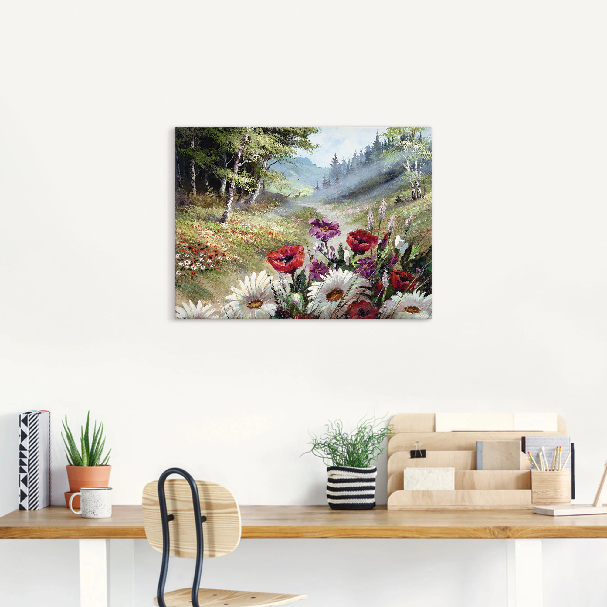 Artland Leinwandbild "Rehe im Hintergrund", Wald, (1 St.), auf Keilrahmen g günstig online kaufen