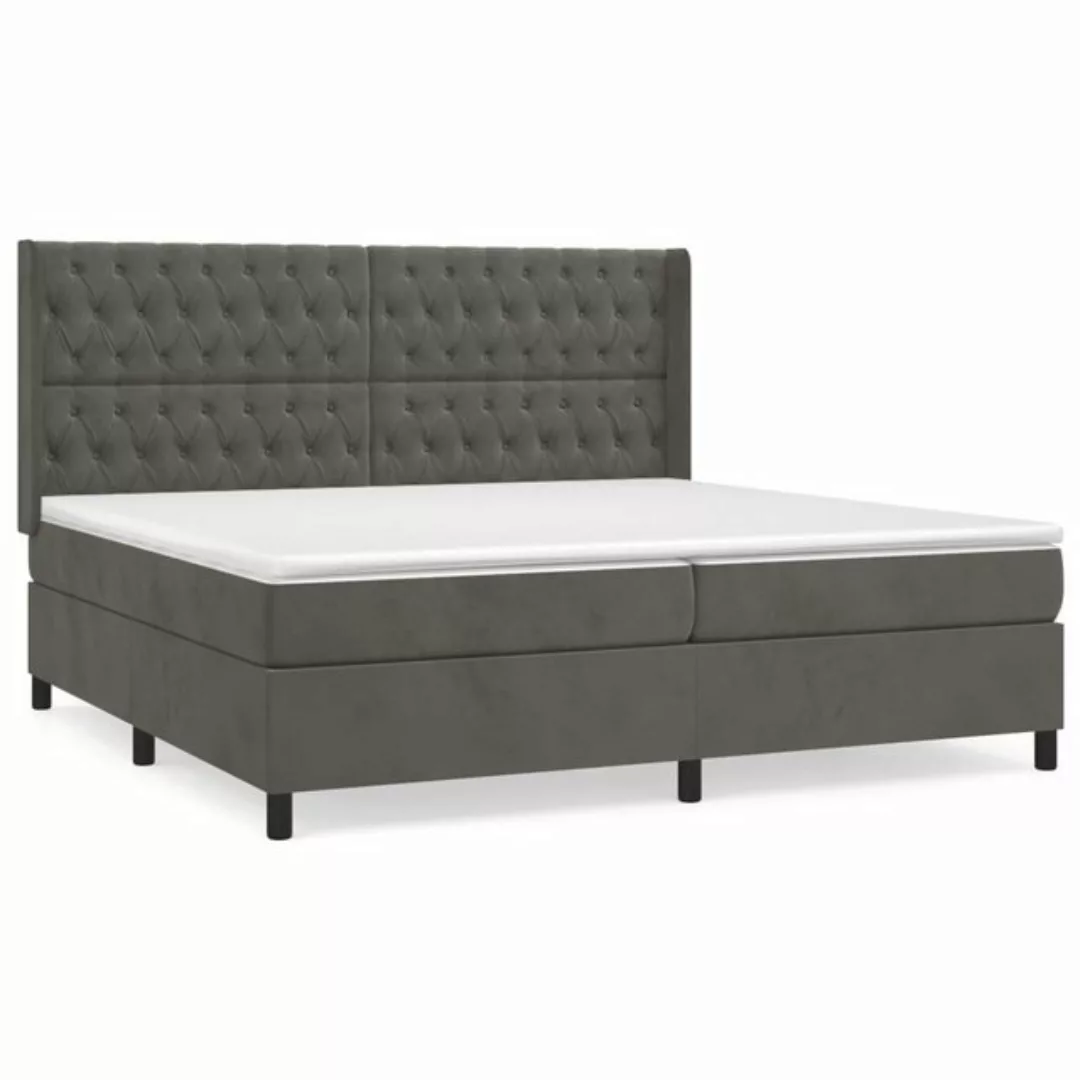 vidaXL Boxspringbett Boxspringbett mit Matratze Dunkelgrau 200x200 cm Samt günstig online kaufen