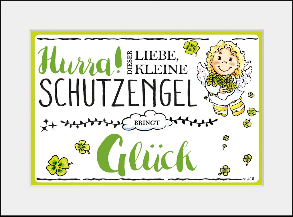 queence Bild "Schutzengel Kleeblatt", Engel-Himmel-Stern-Sterne-Schriftzug- günstig online kaufen