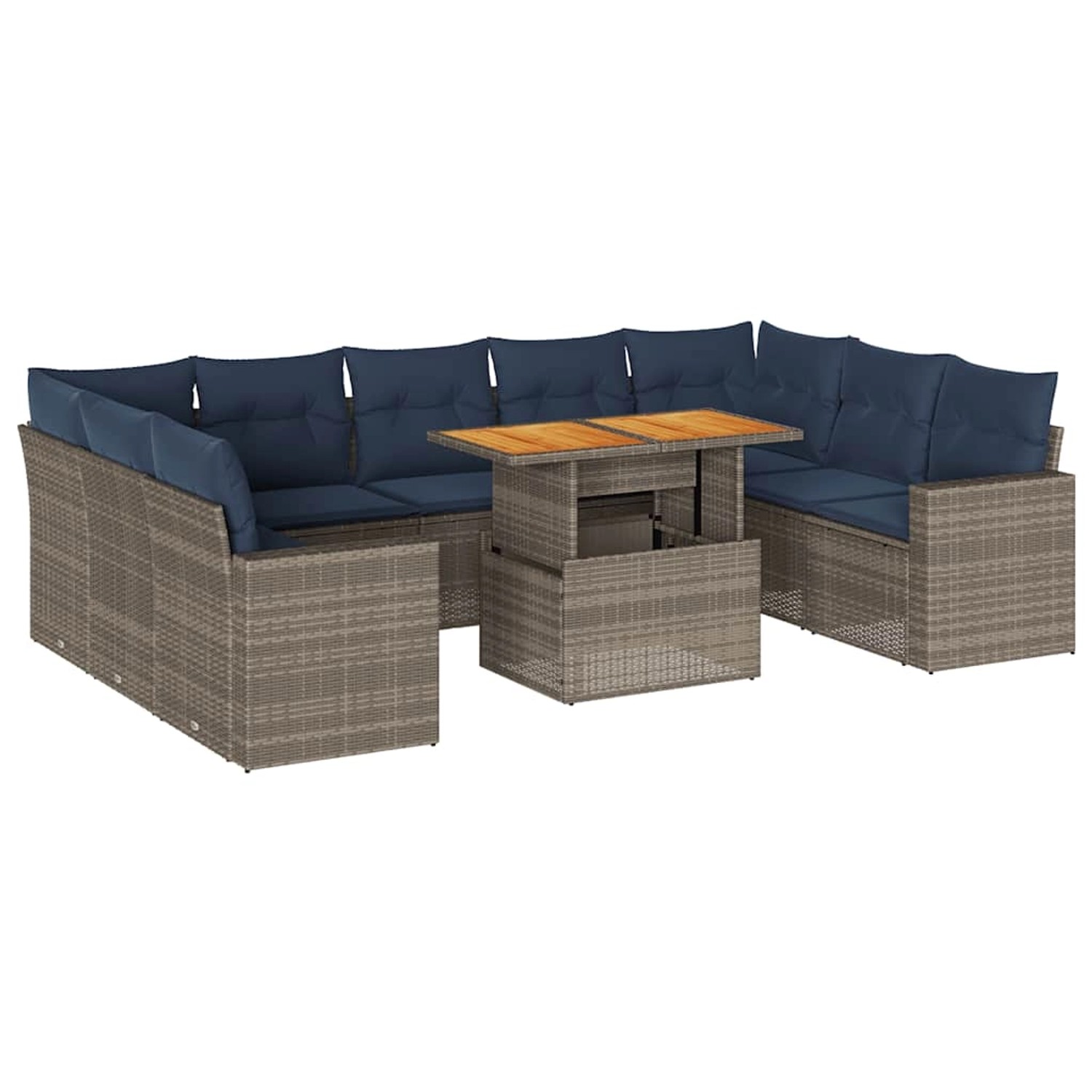 vidaXL 10-Tlg Garten-Sofagarnitur mit Kissen Grau Poly Rattan 3327085 günstig online kaufen