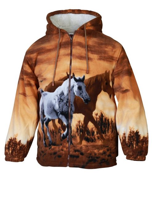 Westernlifestyle Kapuzenfleecejacke Kapuzen - Fleecejacke HORSES PFERD M - günstig online kaufen