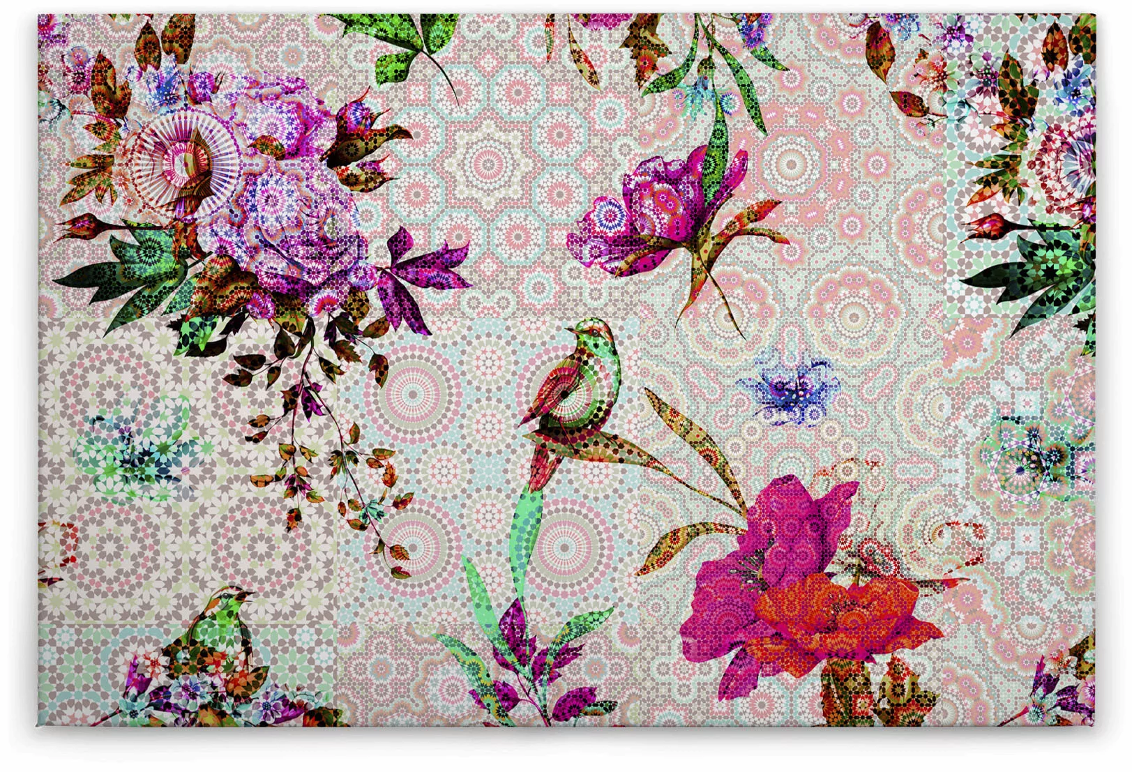 A.S. Création Leinwandbild "mosaic garden", Vögel, (1 St.), Mosaik Keilrahm günstig online kaufen