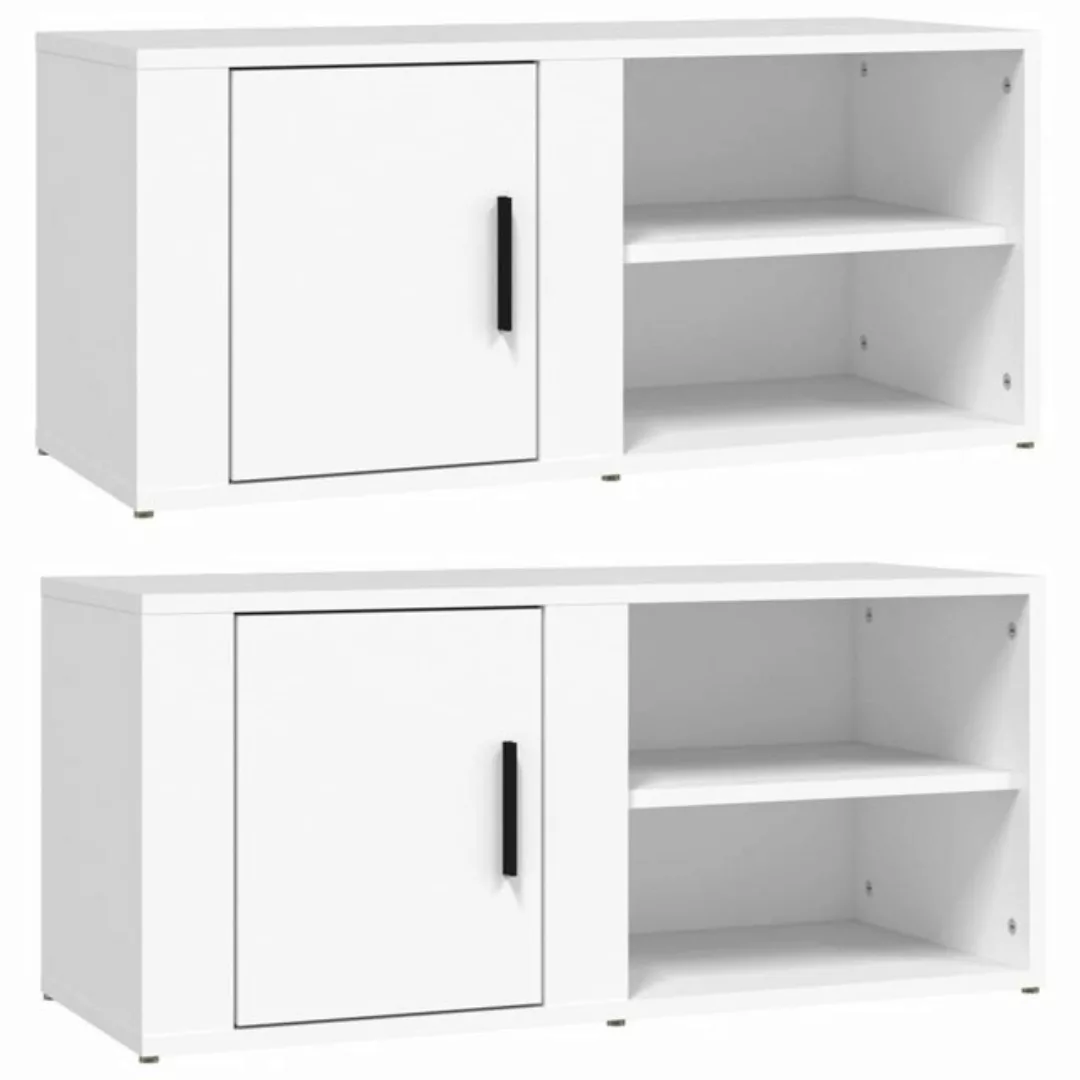 furnicato TV-Schrank TV-Schränke 2 Stk. Weiß 80x31,5x36 cm Holzwerkstoff günstig online kaufen