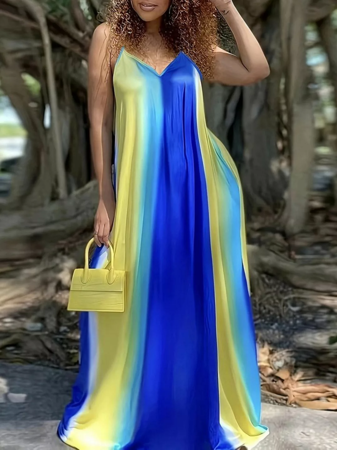 KIKI Strandkleid Sexy Strapskleid mit Farbverlauf und tiefem V-Ausschnitt günstig online kaufen