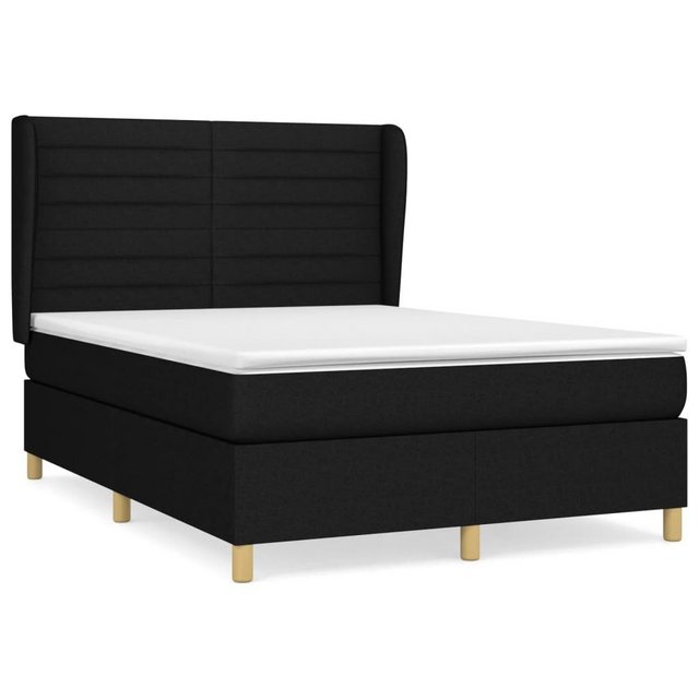 vidaXL Bettgestell Boxspringbett mit Matratze Schwarz 140x200 cm Stoff Bett günstig online kaufen