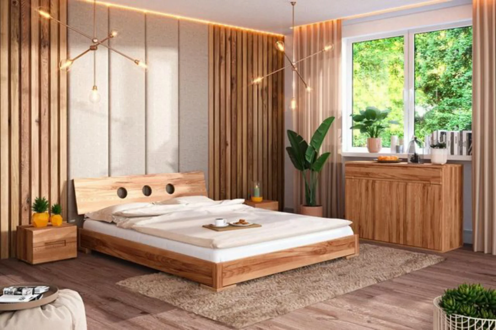 Natur24 Einzelbett Bett Bento 13 Sonderlänge 80x220 Kernbuche Holzkopfteil günstig online kaufen