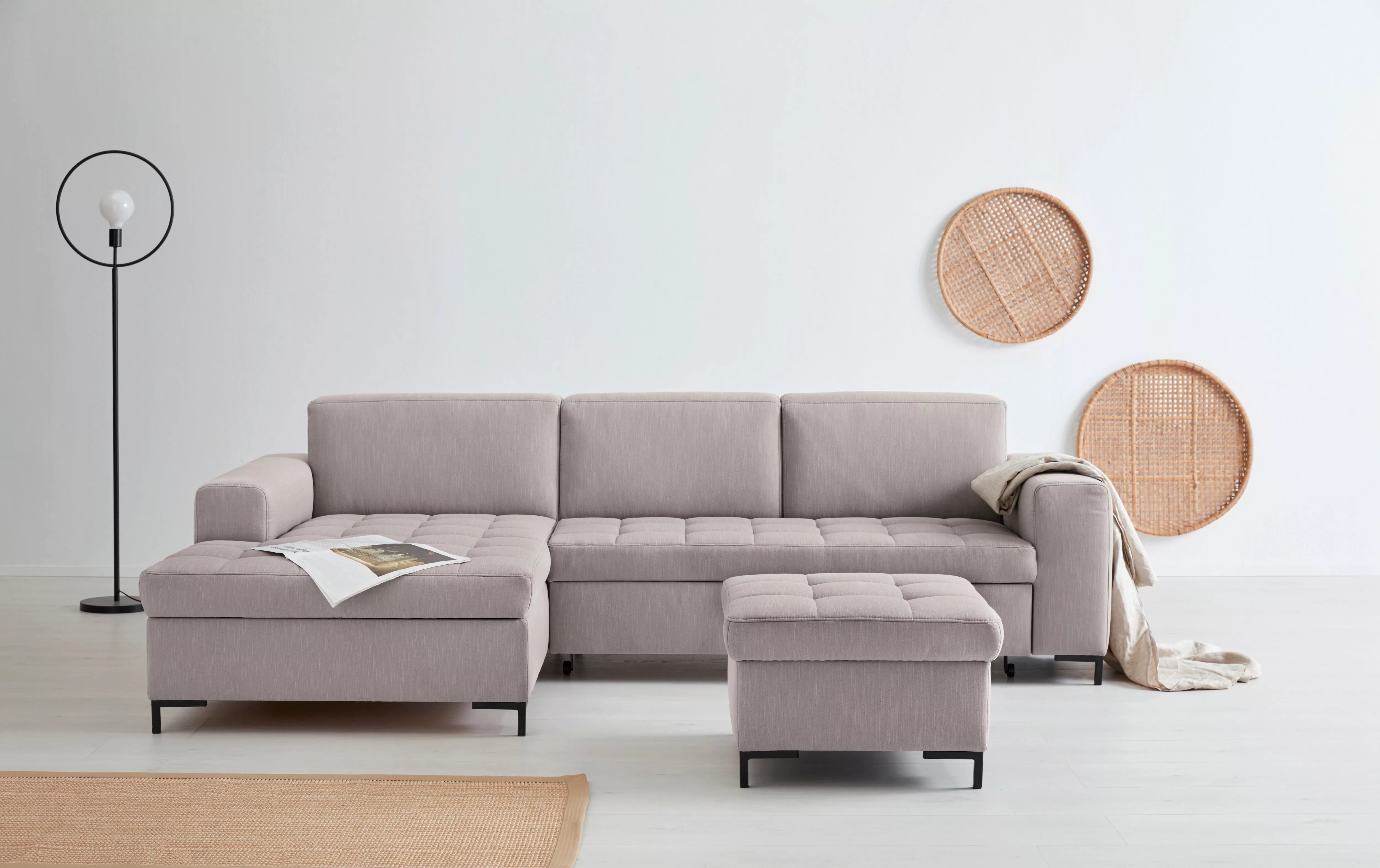 OTTO products Ecksofa "Grazzo, zeitlos & elegant, moderne Sitzheftung, Brei günstig online kaufen