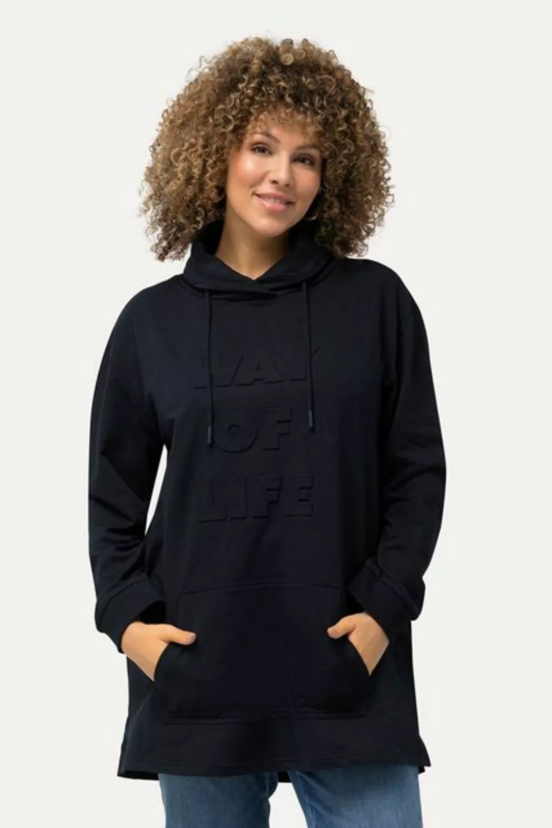 Ulla Popken Sweatshirt Sweatshirt 3D-Prägung Oversized Stehkragen Langarm günstig online kaufen