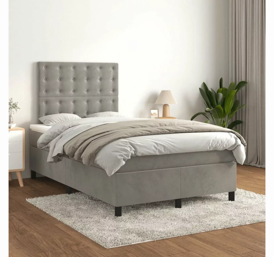 vidaXL Boxspringbett Bett Boxspringbett mit Matratze komplett Samt (120 x 2 günstig online kaufen