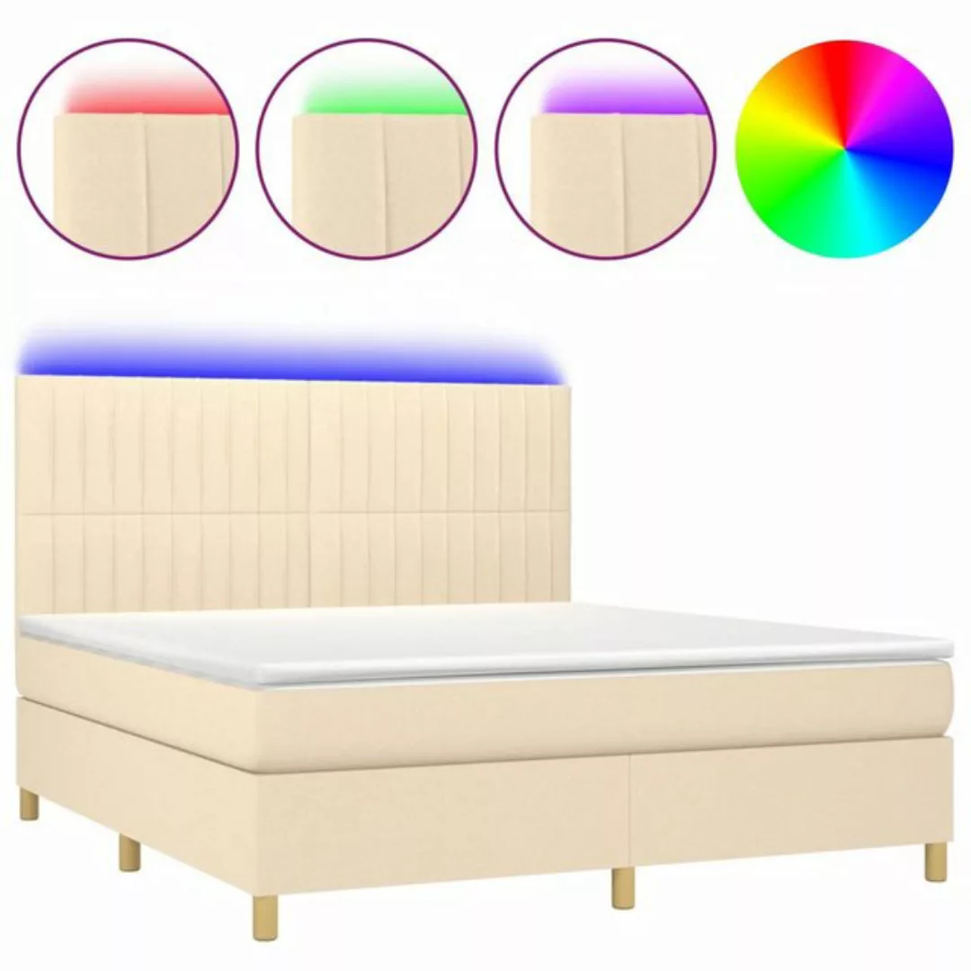 vidaXL Boxspringbett Boxspringbett mit Matratze LED Creme 160x200 cm Stoff günstig online kaufen